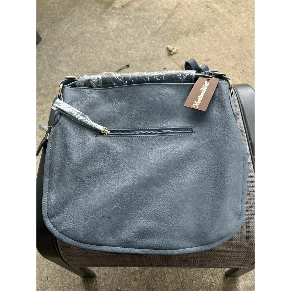 Montana West Western Crossbody Bag  Shoulder Purse Faux Leather Smoky Grey Blue